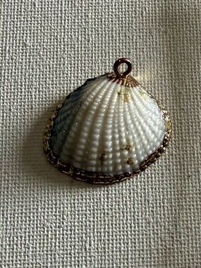 NEW Nordstrom White Shell Pendant with Gold Trim